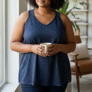 Lane Bryant Embossed Tank Top In Blue Size Woman's 28 (4X)